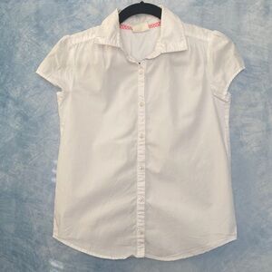 🌺2for$15🌺Crazy 8 Girls’ White Button-Up Blouse W/ Collar & Cap Sleeves XL Preppy
